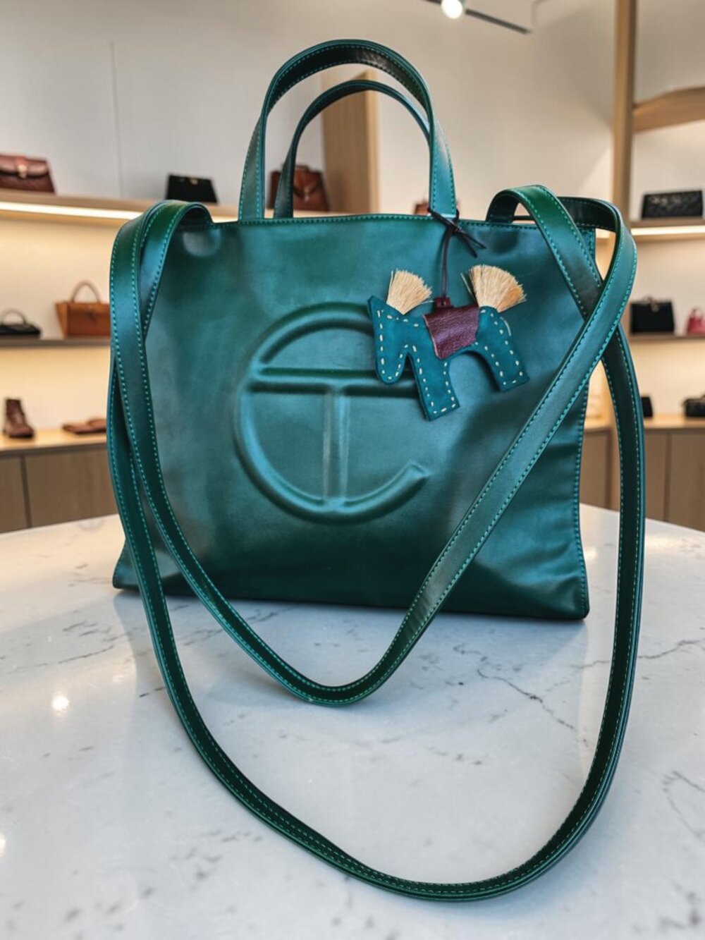 Telfar Iconic Med-Size Tote in Forest Green w/ Dual Carry Option & Dust Bag--NWT